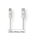 Nedis Lightning Kbel | USB 2.0 | Apple Lightning, 8 Plus | USB-C Dugasz | 480 Mbps | Nikkelezett | 2.00 m | Kerek | PVC | Fehr | Bortk